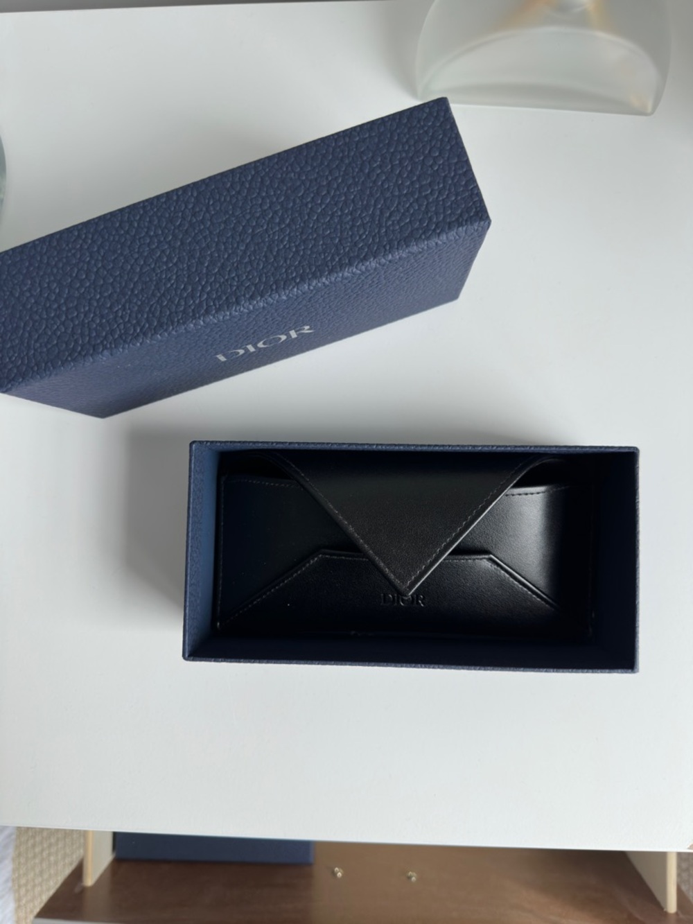 Dior Navy Blue Textured Eyewear Box with Silver Logo - Picture 4 of 5